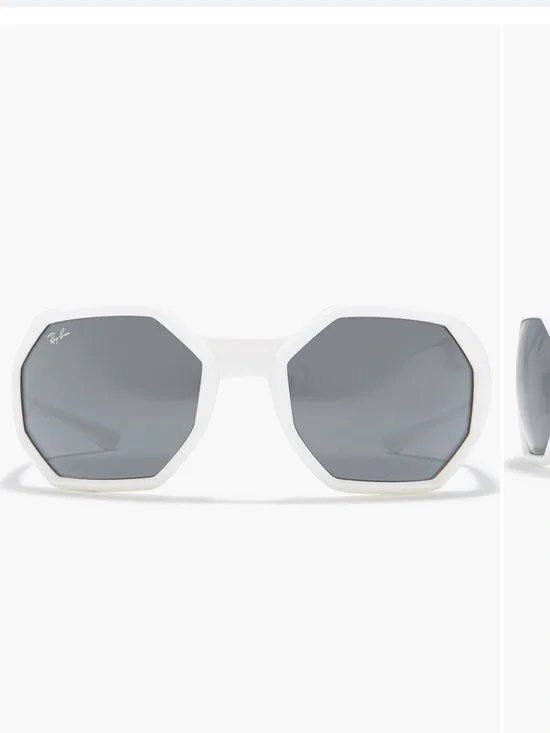 NWT Ray-Ban White Octagon Wrap Around 59MM Lens Sunglasses - Picture 5 of 6